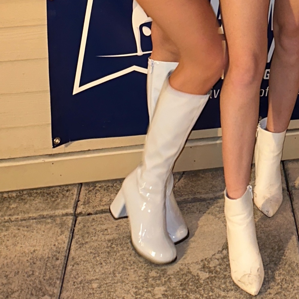 White Gogo Boots Size 8